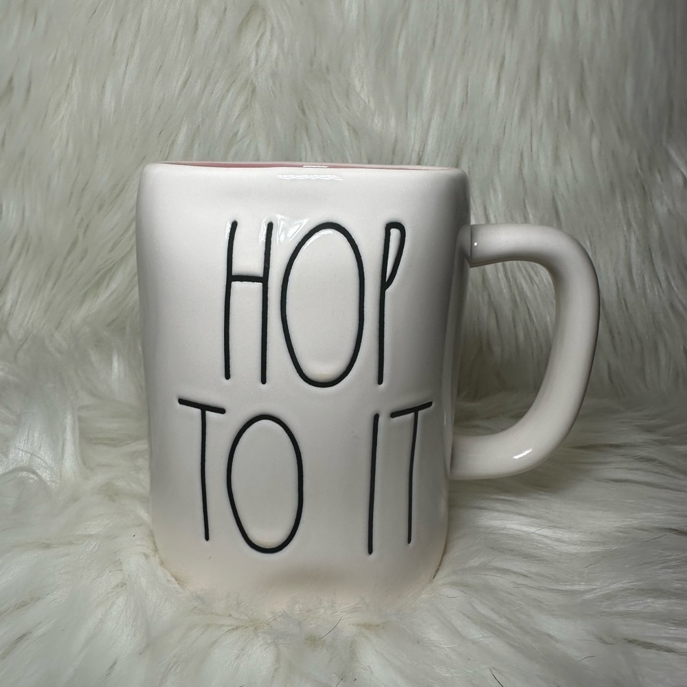 Rae Dunn Hop To It Mug with Pink Interior